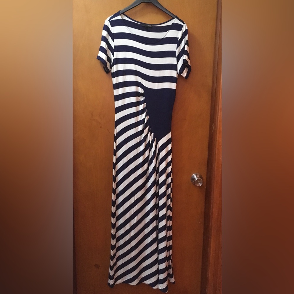 ICE Striped Navy and White Maxi Dress - size M